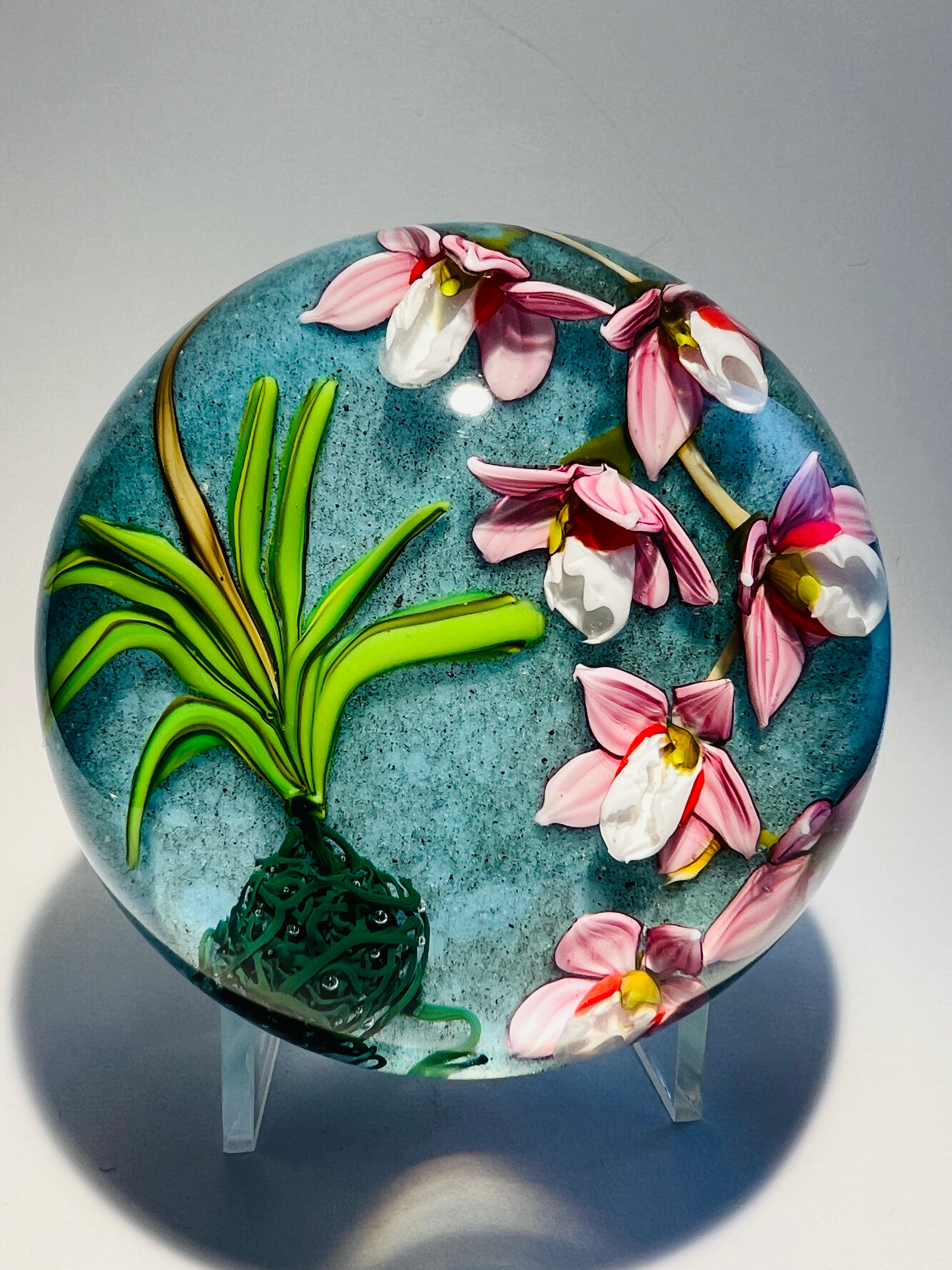 Mikael Hingant orchid paperweight